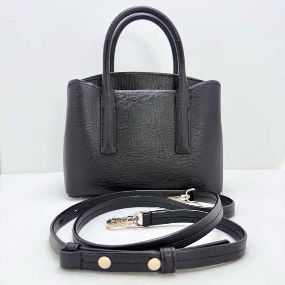 Kate Spade New York Saffiano Leather Small Satchel Black Top Handle Crossbody - Picture 3 of 15